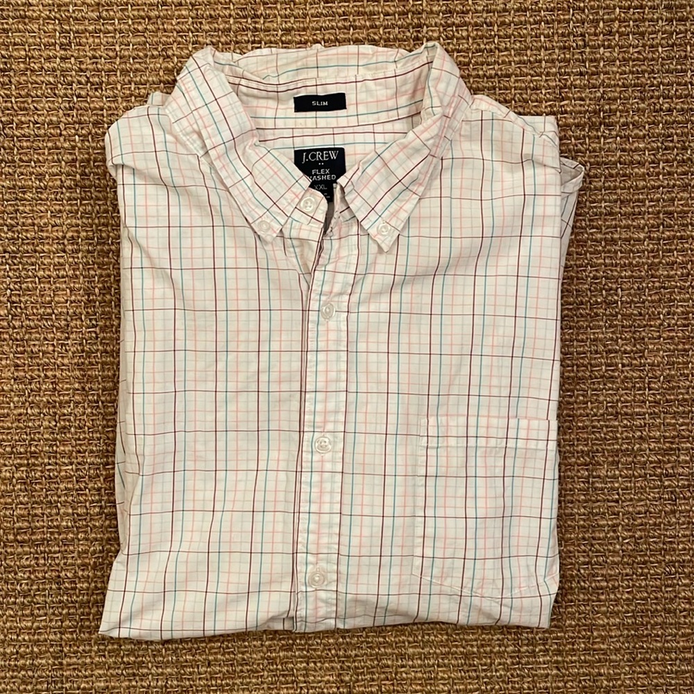 Jcrew Flex Washed Slim Plaid Pastel Shirt XXL